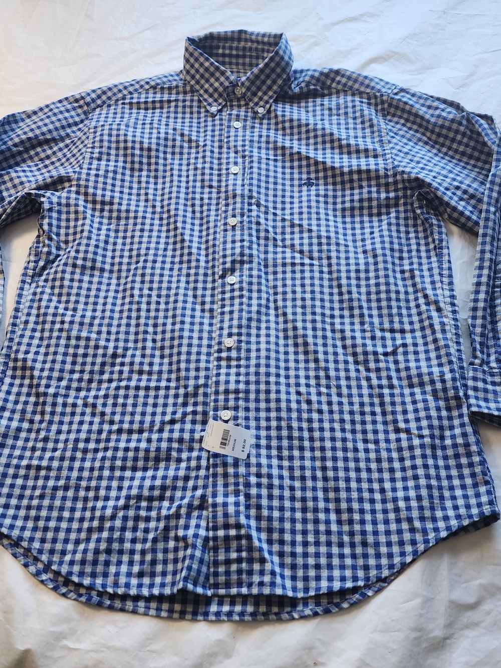 Brooks Brothers Madison Fit Blue and White Gingham Button-Down Shirt Size Med